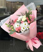 Букет цветов из:  Розы, Лизиантусы и Хризантемы в Верхней Пышме